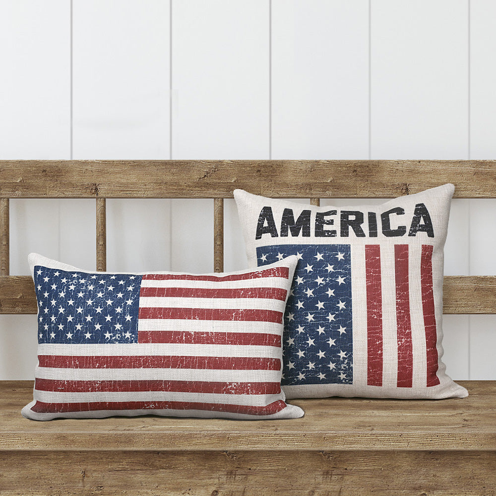 America Vintage Flag Pillows July 4th Decor - Main Image
