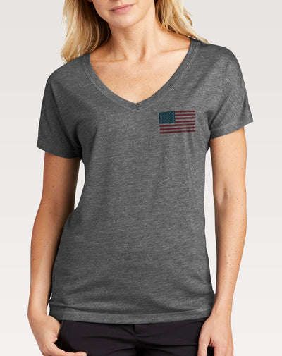 Women's American Flag V-Neck Shirt - Hello Floyd Gifts & Decor