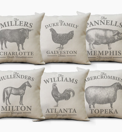 Personalized Family Farm Animal Throw Pillow - Hello Floyd Gifts & Decor