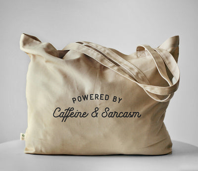 Powered By Caffeine & Sarcasm Tote Bag - Hello Floyd Gifts & Decor