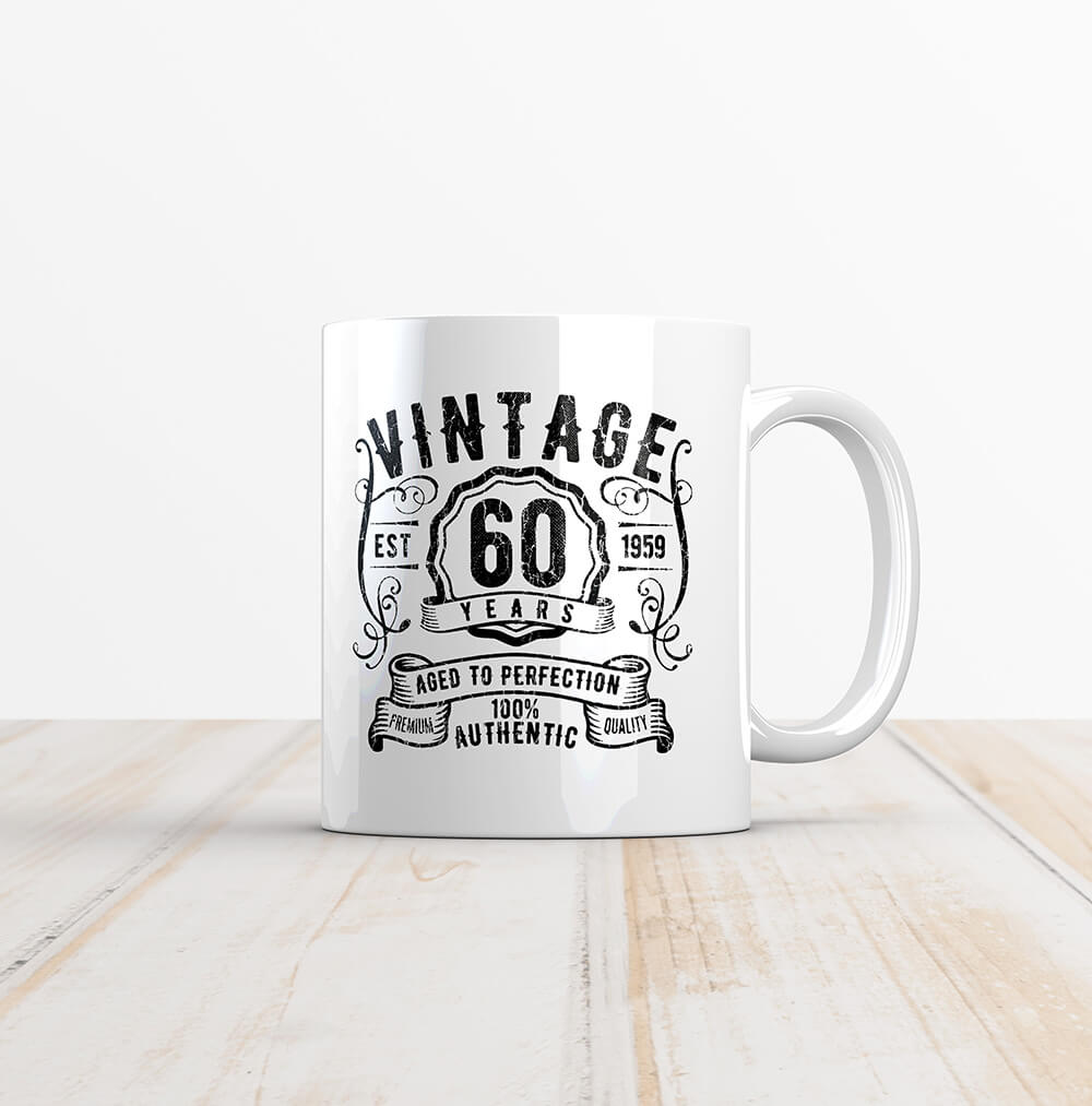 Vintage 60 Whiskey Label 60th Birthday Mug